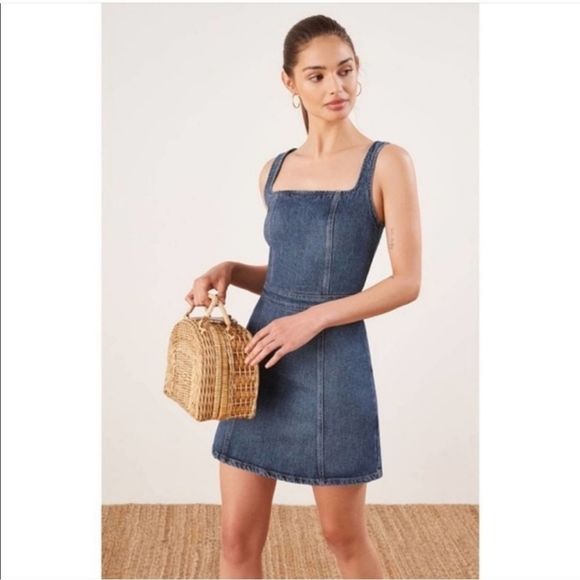 Reformation Dresses & Skirts - Reformation Parker Dress Denim Mini A- Line Sleeveless Blue size 8 - Medium